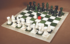 alabaster chess set - green